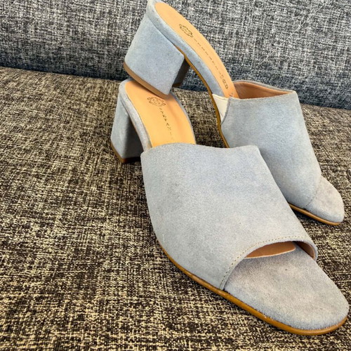 Stefania suede women's mules, size 37, turquoise