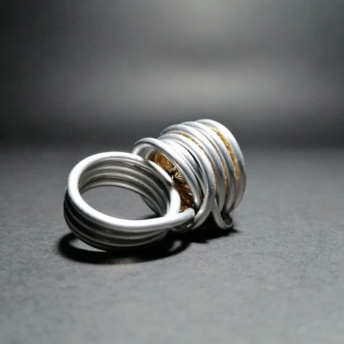Ring No. 52.5 like new, silver and yellow