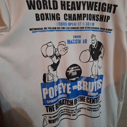 Popeye vs Brutus collectible T shirt like new, size XXL, A-Style