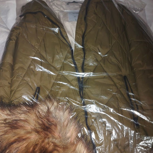 Pull & Bear long warm jacket like new, khaki, size S