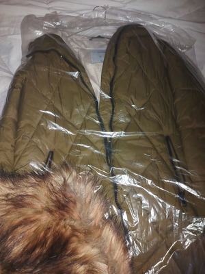 Pull & Bear long warm jacket like new, khaki, size S