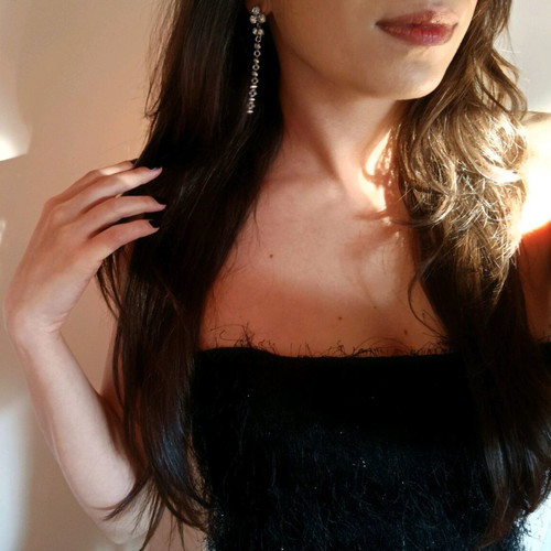 Dangling earrings with stones and rhinestones, like new, silver