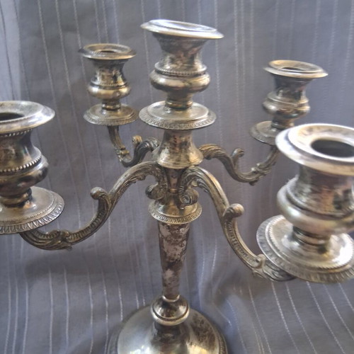 Silver 925 Handmade Five-Arm Baroque Candlestick