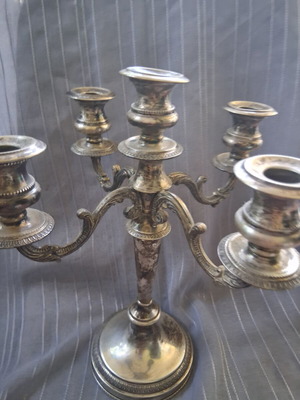 Silver 925 Handmade Five-Arm Baroque Candlestick
