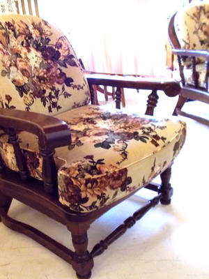 Σαλόνι Ιταλικό Floral Vintage μεταχειρισμένο, σετ 1982 με καναπέ και τραπέζια