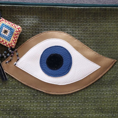 Handmade green-olive leatherette clutch bag new