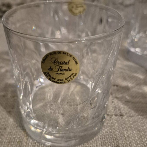 Cristal de Flandre French crystal whiskey glasses 24% Pbo set of 6