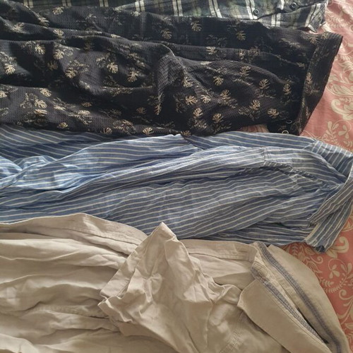 Winter dress shirts used, sizes Medium and Small, blue and white