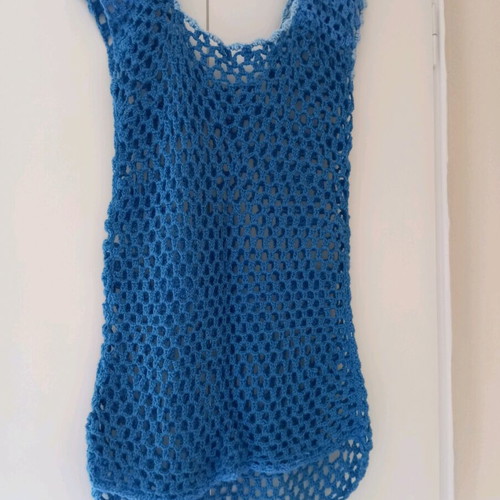 Beach dress knitted with needles used, blue, size M