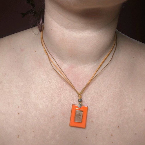 Necklace made of blown glass and 925 silver new, orange