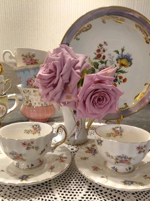 Φλιτζάνια πορσελάνης vintage style τετ α τετ σετ 2 τεμάχια καινούργια