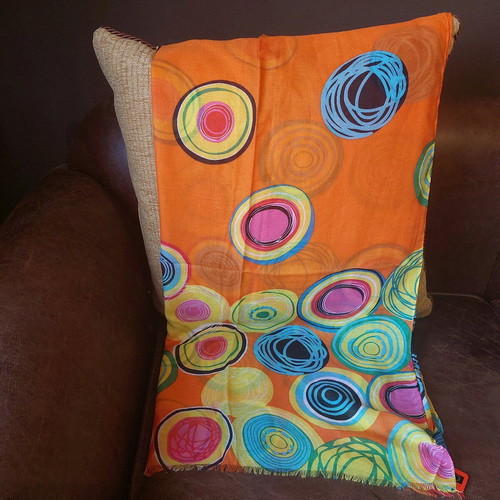 Colorful large scarf like new, shawl, pareo
