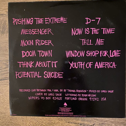 Wipers Tour 84 vinyl near mint, rare first Greek edition 1985