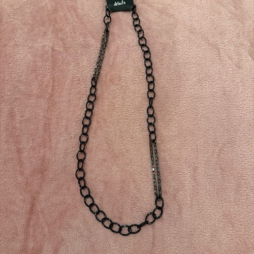 Metal necklace A.L.E. new, long, one size, black and silver