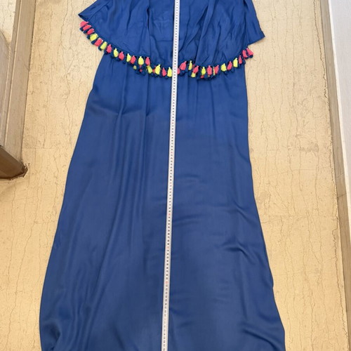 Royal Blue dress with fringes used, fluo colors, light summer fabric