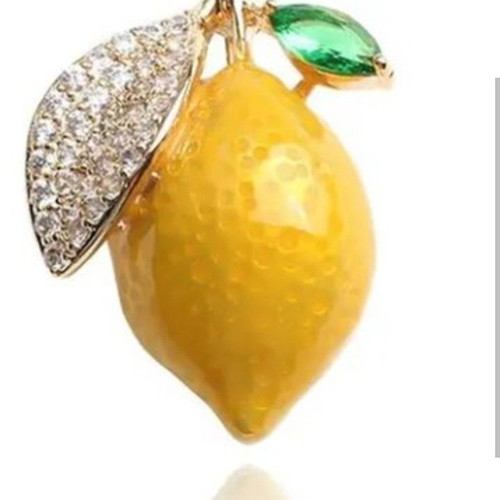 Lemon brooch new with yellow gold plating and metal chain