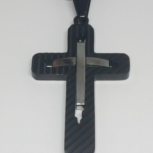 Men's Double Cross Pendant Stainless Steel New with Chain
