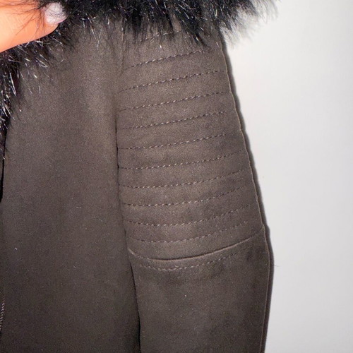 Suede coat medium with inner fur like new, black