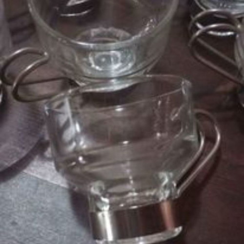 Espresso cups vintage like new made of tempered glass and stainless steel