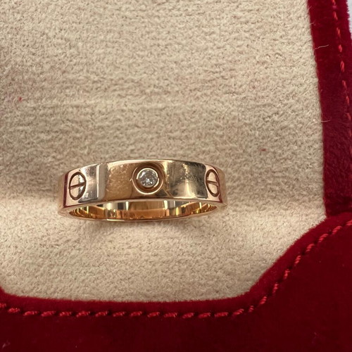 Cartier Love ring used, rose gold 750 with 1 diamond size 53