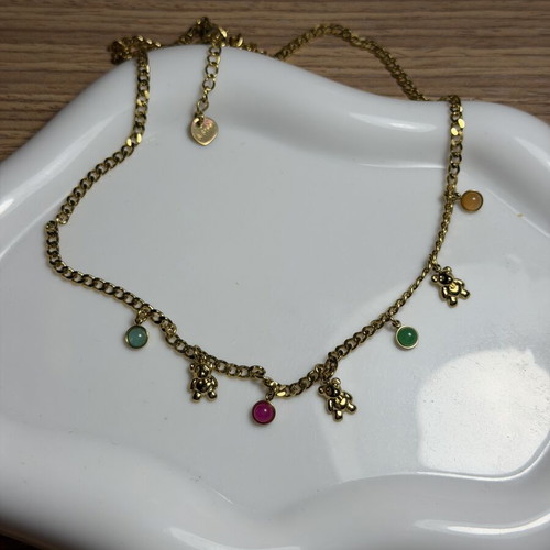 Stainless steel necklace like new, multicolor and gold