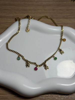 Stainless steel necklace like new, multicolor and gold