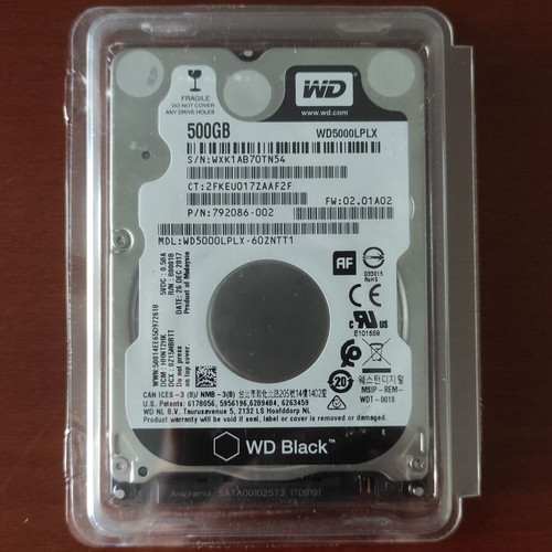 WD Black Laptop Hard Drive 500GB 2.5" 7200 RPM like new
