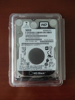 WD Black Laptop Hard Drive 500GB 2.5" 7200 RPM like new
