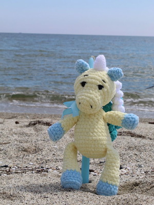 Knitted unicorn doll new, gift candle included