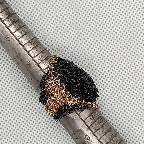 Handmade brass and black wire woven ring size 8