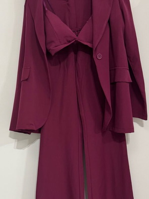 3-piece magenta set like new, jacket, pants and bustier