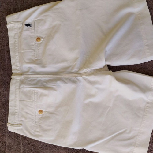 Ralph Lauren Bedford stretch straight fit chinos shorts 9" white and beige, size 33