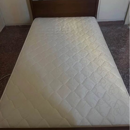Wooden Semi-Double Bed with Mattress Like New, Walnut Color