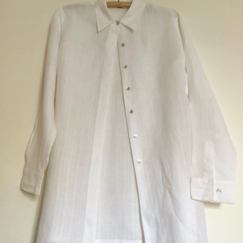 White Zara shirt long 100% ramie like new, size XL