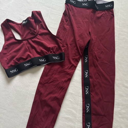 SunsetGo leggings and bustier like new, red with wear