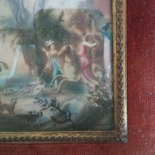 Antique painting used with wooden frame