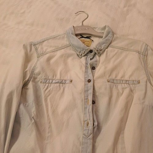 Stradivarius denim shirt used, light blue, casual