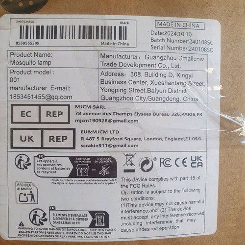 Mosquito lamp with insect collection container and purple light