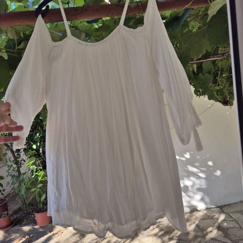Off Shoulder Blouse used, cream, cotton, size XL
