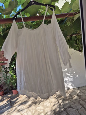 Off Shoulder Blouse used, cream, cotton, size XL