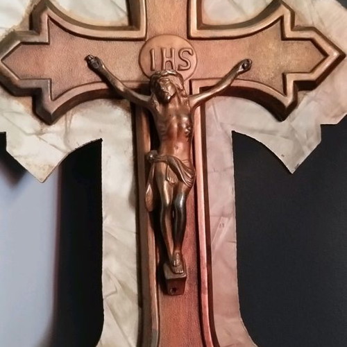 Catholic cross used, old with wood damage