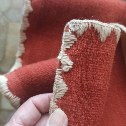 Handmade woven wool blanket loom used, antique
