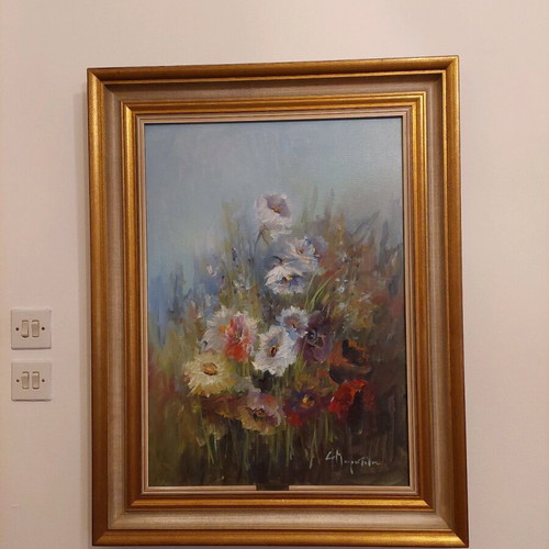 Painting Fotini Mouratidou with flowers like new