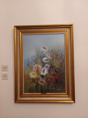 Painting Fotini Mouratidou with flowers like new