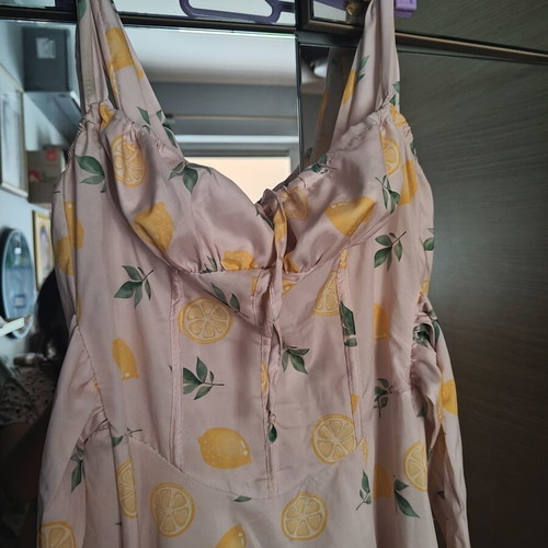 Lemon dress like new, soft pink with lemons