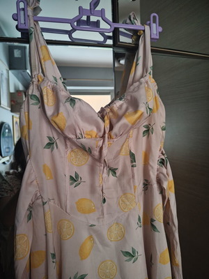 Lemon dress like new, soft pink with lemons