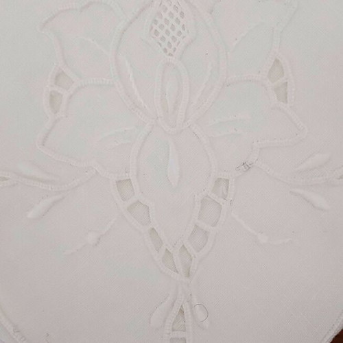 Table napkins used, set of 12, cotton or linen with cutwork embroidery