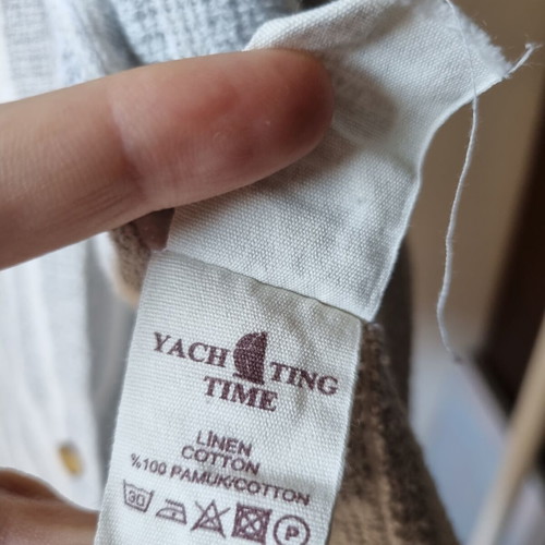 Ανδρικό καλοκαιρινό πουκάμισο Yachting Time βαμβακερό μεταχειρισμένο, μέγεθος M, γκρι