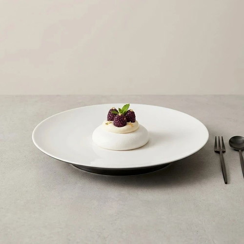 Porcelain plates with elevated base 24 cm by Ann Demeulemeester for Serax, new, set of 2