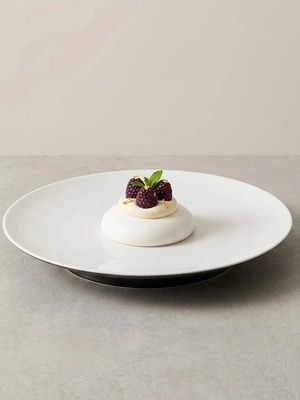 Porcelain plates with elevated base 24 cm by Ann Demeulemeester for Serax, new, set of 2